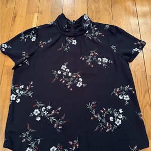 Ann Taylor Black Floral Blouse